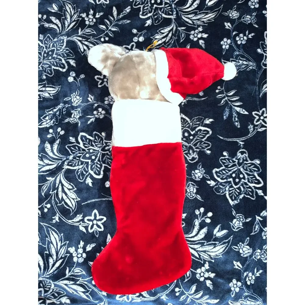 Vintage 1988 Chrisha Playful Plush 3D Mouse Christmas Stocking